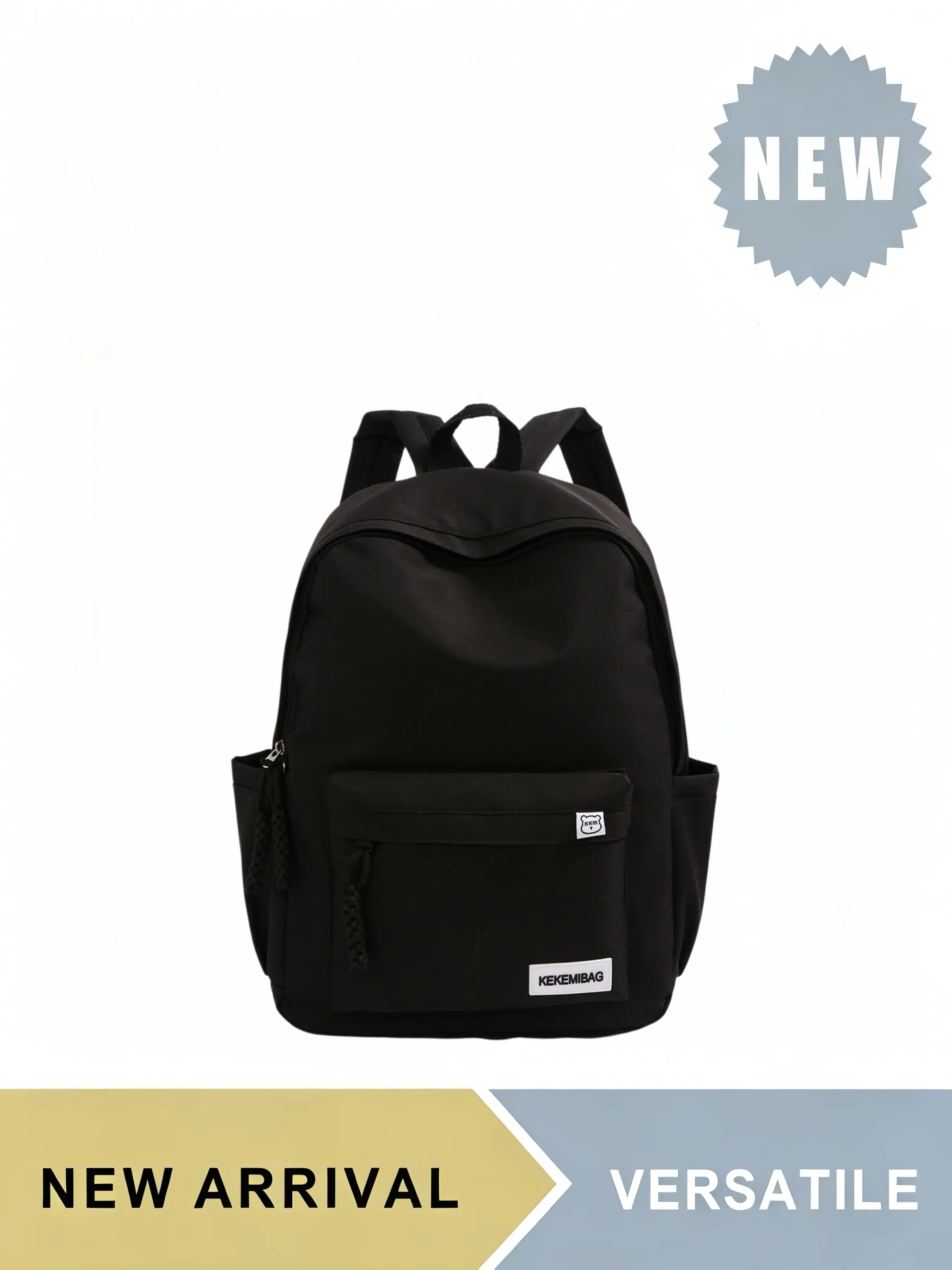 Solid Color Casual Backpack for Men Women, Casual Daypack Backpacks, Large Capacity Lightweight School Bookbag with Front Pocket & Side Pockets, Daypack for Hiking Trekking Travel Commute Daily Use, Adjustable Shoulder Straps, Multiple Colors