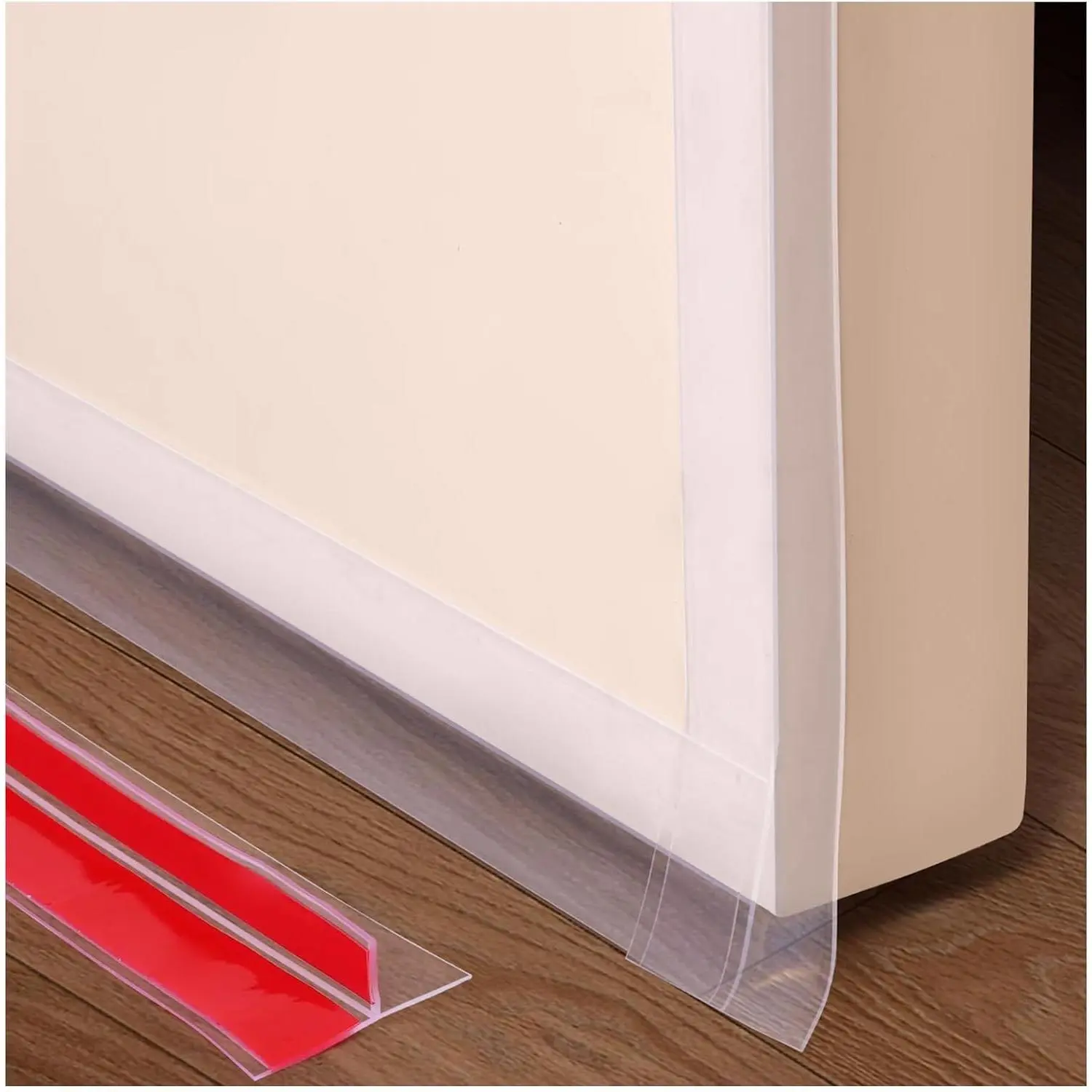 Clear T-Door Draft Excluder Seal Strip, 1.38" W x 20 ft - Secures Seal on Door Frames, Reduces Drafts, Energy Loss, Outside Noise