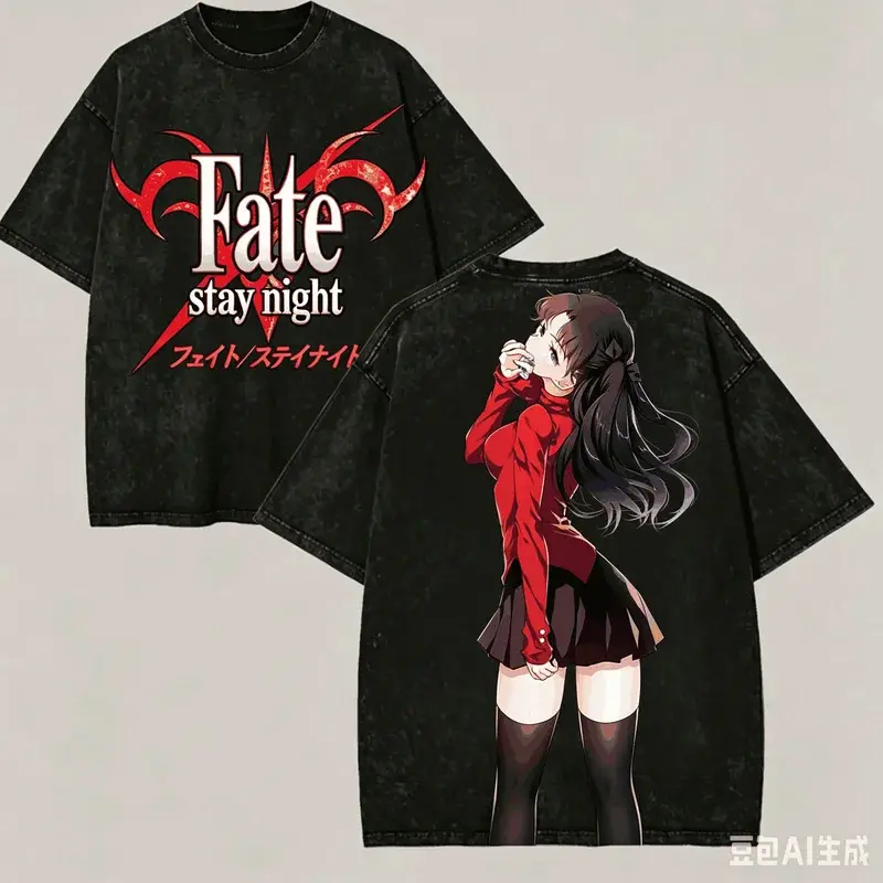 Fate stay night Washed Tshirt Anime Lovr Harajuku New Model Oversized Vintage Loose Unisex Vintage Loose Retro Fashion soft tee
