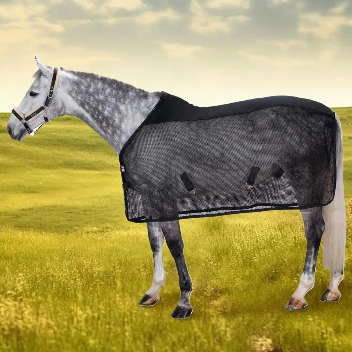 Mosquito-Proof Horse Netting, Summer Breathable UV Protection, Durable Adjustable Horse Cover, Anti-Mosquito Horse Net, Ideal for Horses