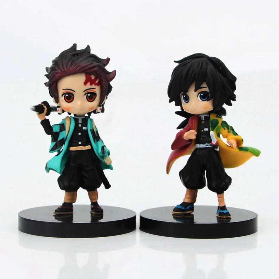 Anime Demon Slayer Figure 6Pcs Set 7cm Kamado Tanjirou Kamado Nezuko Mini Cute Edition Pvc Model Toy Kids Gift Desktop Ornament