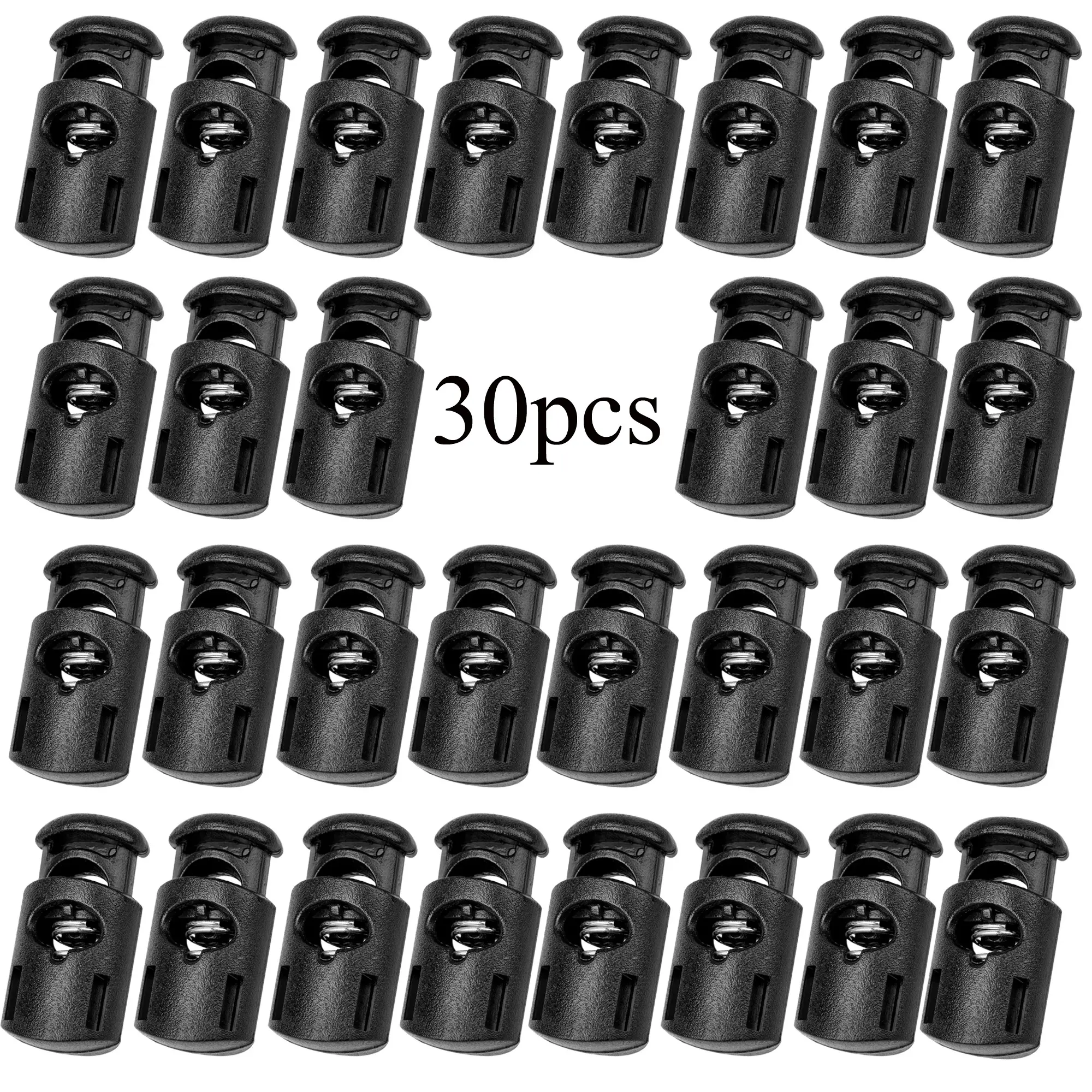 30 Pcs Plastic Spring Rope Clips, Zipper Locks for Waistbands, Hats, Hoodies, Elastic Shoelace Locks, Swim Goggles Replacement Parts