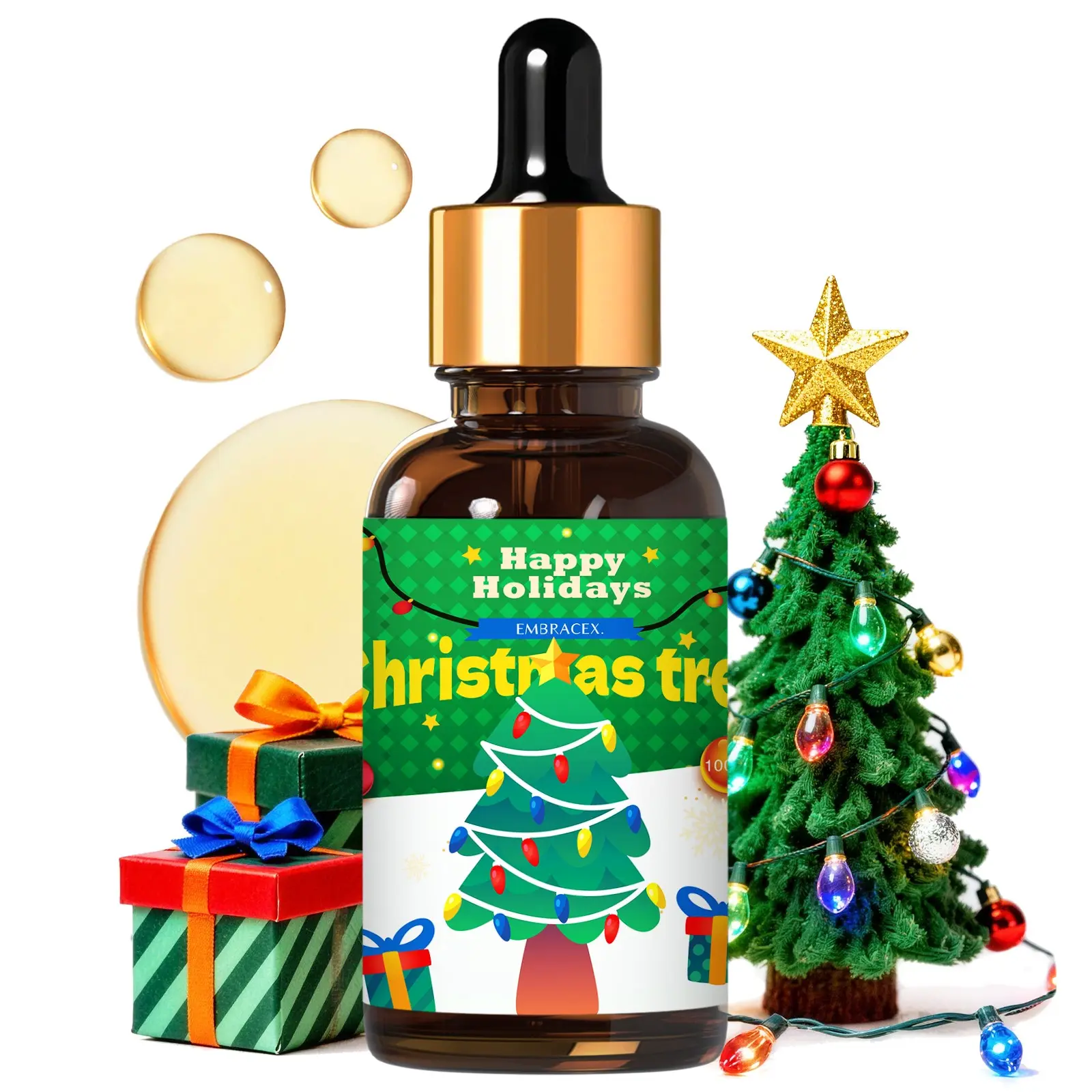 30ML Christmas Tree Essential Oils with Dropper, Long-Lasting Fragrance, Multi-Purpose Use, Holiday Gift, Home Decor, Office Supplies