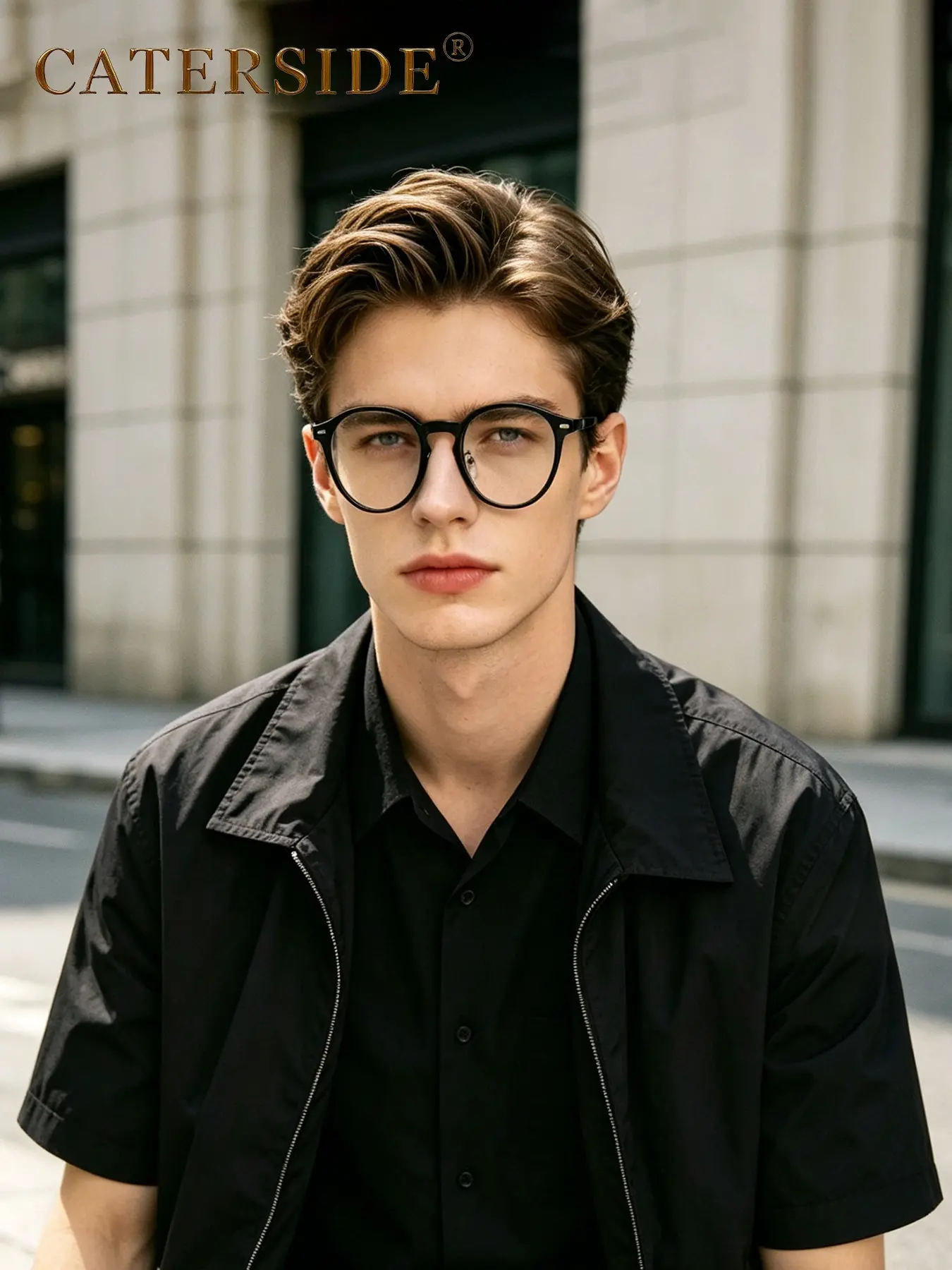 CATERSIDE 1 count with packaging — Round trendy artistic glasses, TR90 frame lightweight & comfortable. Unisex. Great for gifting, travel, cycling, street photography, parties, gatherings, versatile for many scenarios.
