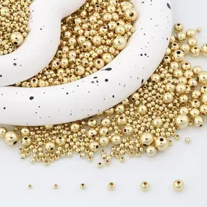 400 count 18K  Filled Round Spacer Beads Seamless Ball Beads for DIY  Bracelet Necklace Making Findings (18K 2.5mm)