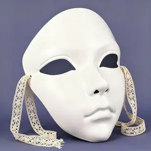 Vintage Plastic Mask for Women's Masquerade Masks Diy Hand-painted Chinese Face Mask for Hanfu Cosplay Stage Performance