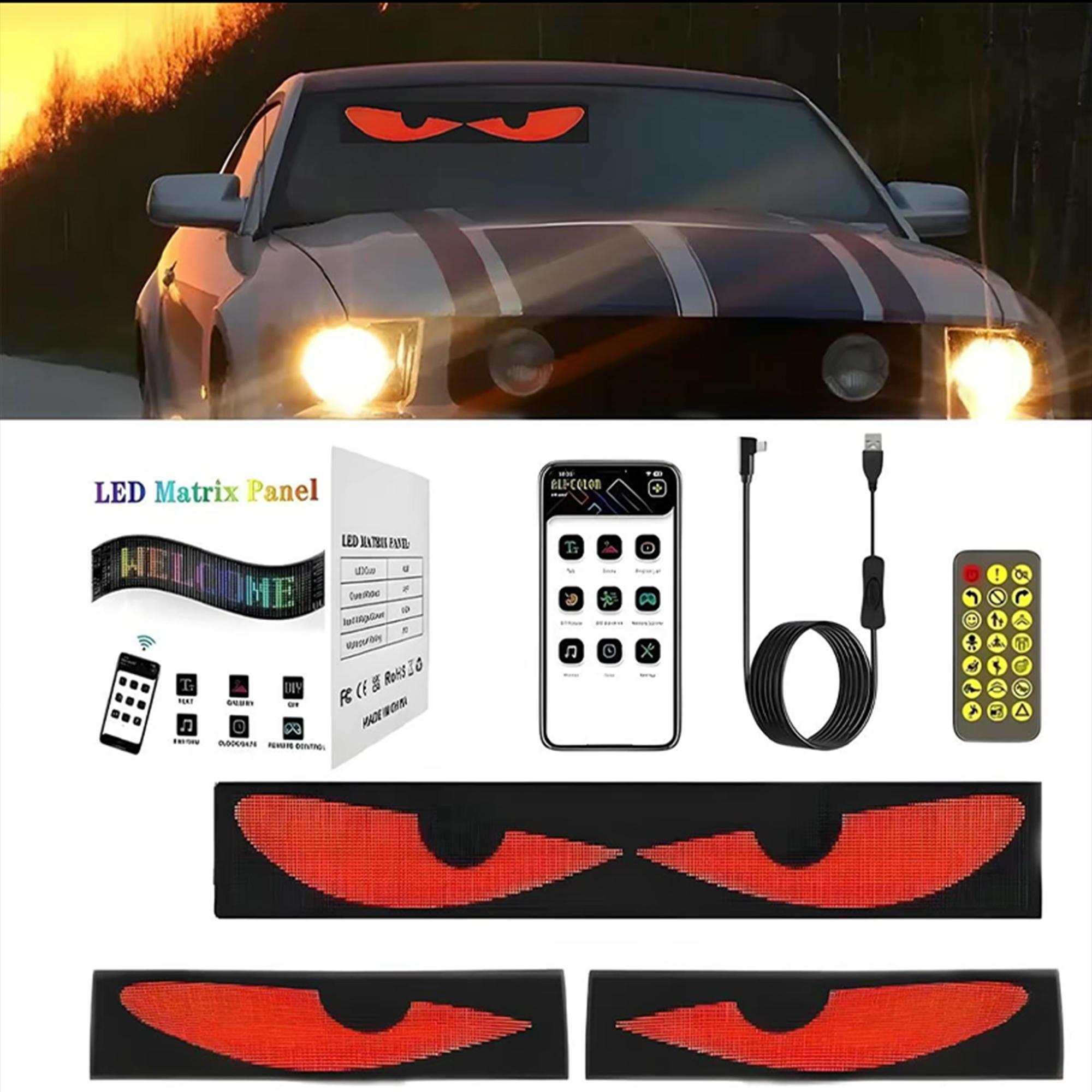 Eye Pattern LED Display Screen, 1 Set USB Powered LED Dynamic Matrix Panel, APP & Remote Control LED Display Screen for DIY Custom Text Animation, Led Car Ambient Light