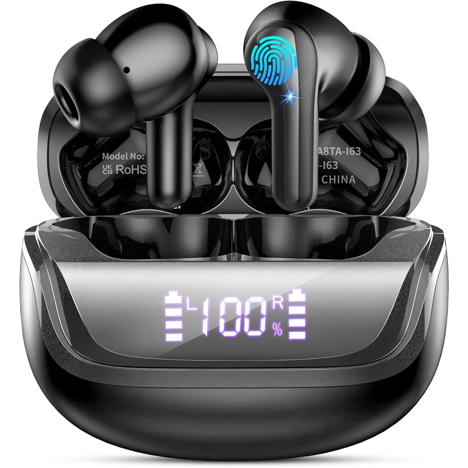 2026 Wireless Earbuds Bluetooth 5.4 Headphones, HiFi Stereo, ENC Noise Cancelling Mics, 50H Playtime, IP7 Waterproof, LED Display, for iOS AndroidGift