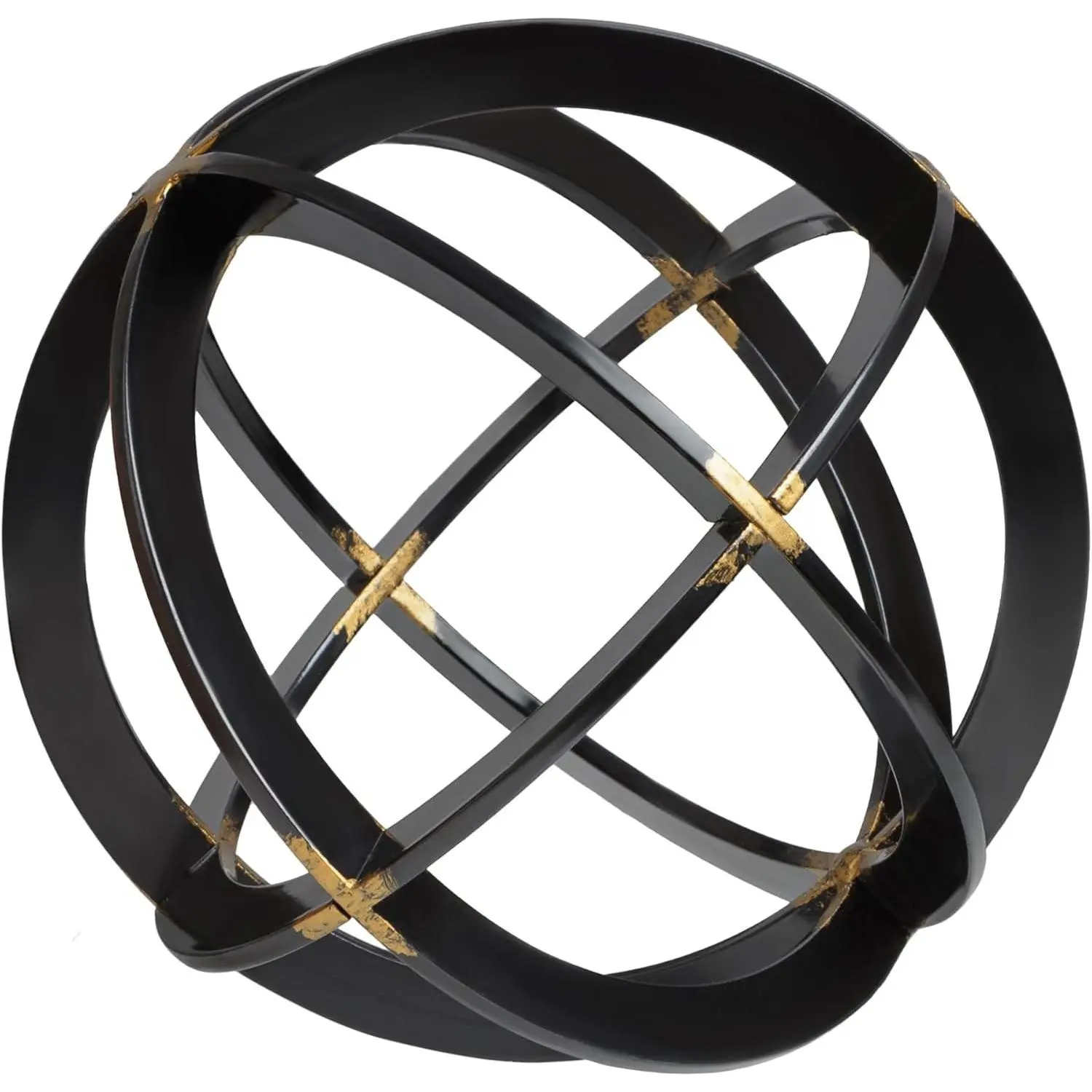 Decorative Sphere for Home Decor - Black & Gold, Hand Painted, Modern Decorative Balls for Living Room, Bedroom, Kitchen, Bathroom, Office - Table Decorative Orbs for Centerpiece