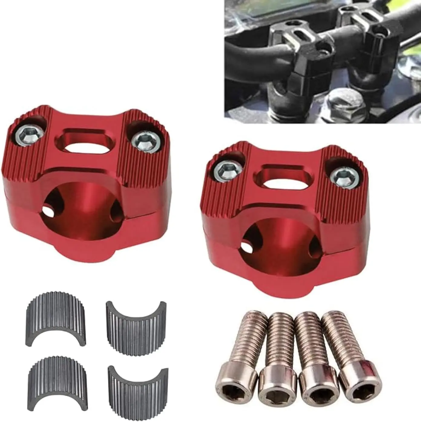7/8" 1 1/8" 22MM 28MM CNC  Handlebar Handle Risers Adjustable  Bar Adapter Mount Clamps  For EXC KLX KXF YZF CRF XR SX SXF XCW WR YZ Dirt Pit  (Red)