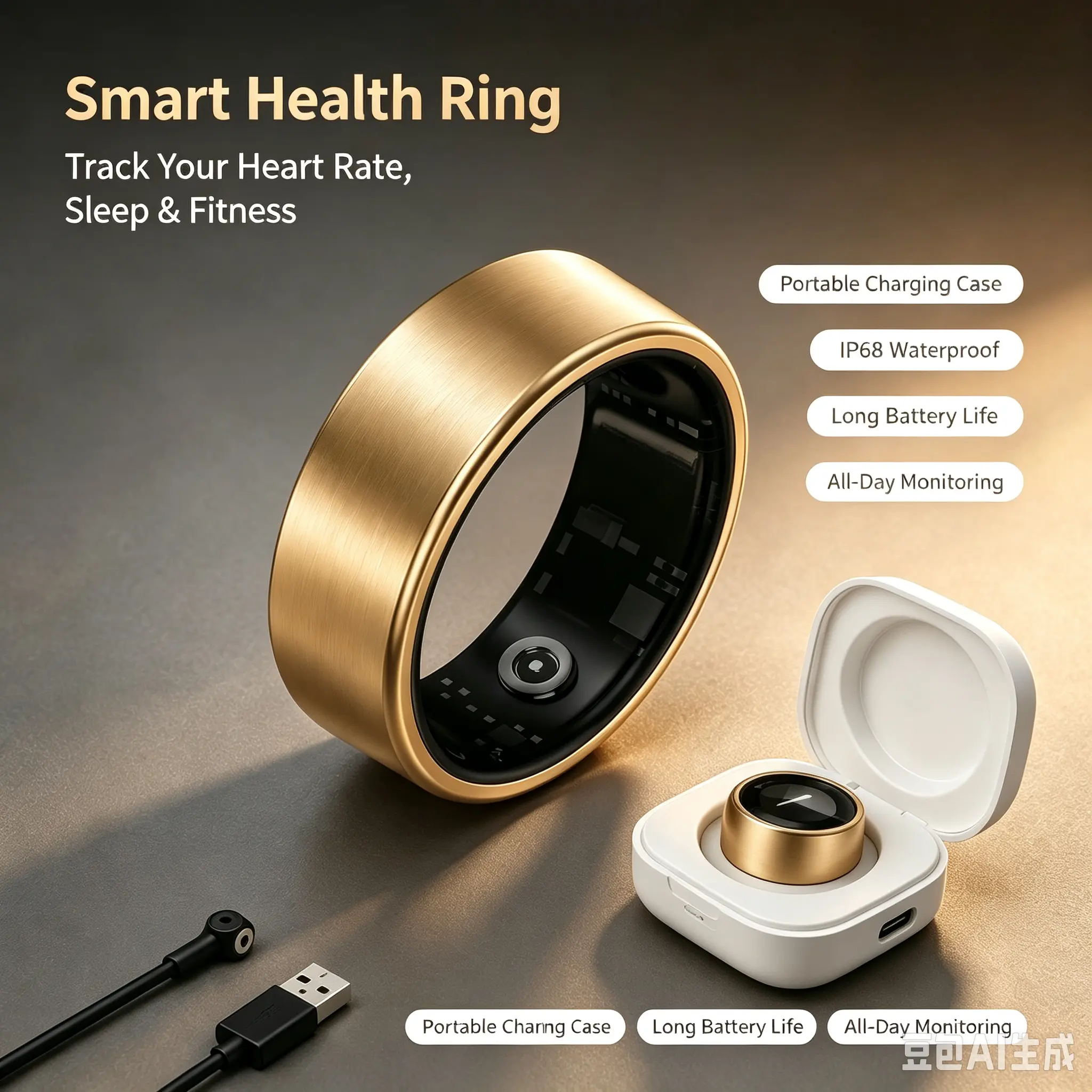 Smart Ring for Men & Women | Fitness Health Wearable Ring, Lifetime‑Free App No Hidden Subscription, High‑Precision Built‑in Optical Sensor for Accurate Health Readings, Track Heart Rate & Blood Pressure, Bluetooth 5.3, Compatible with Android & iOS