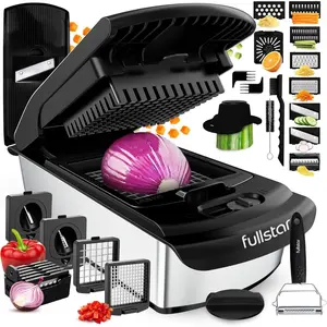 Premium 14-in-1 Vegetable Chopper and Mandoline Slicer - Food Chopper Spiralizer with Container, Julienne Slicer, Fruit Slicer, Veggie Cutter, Steel Kitchen Gadgets Ideal Gift for Mom