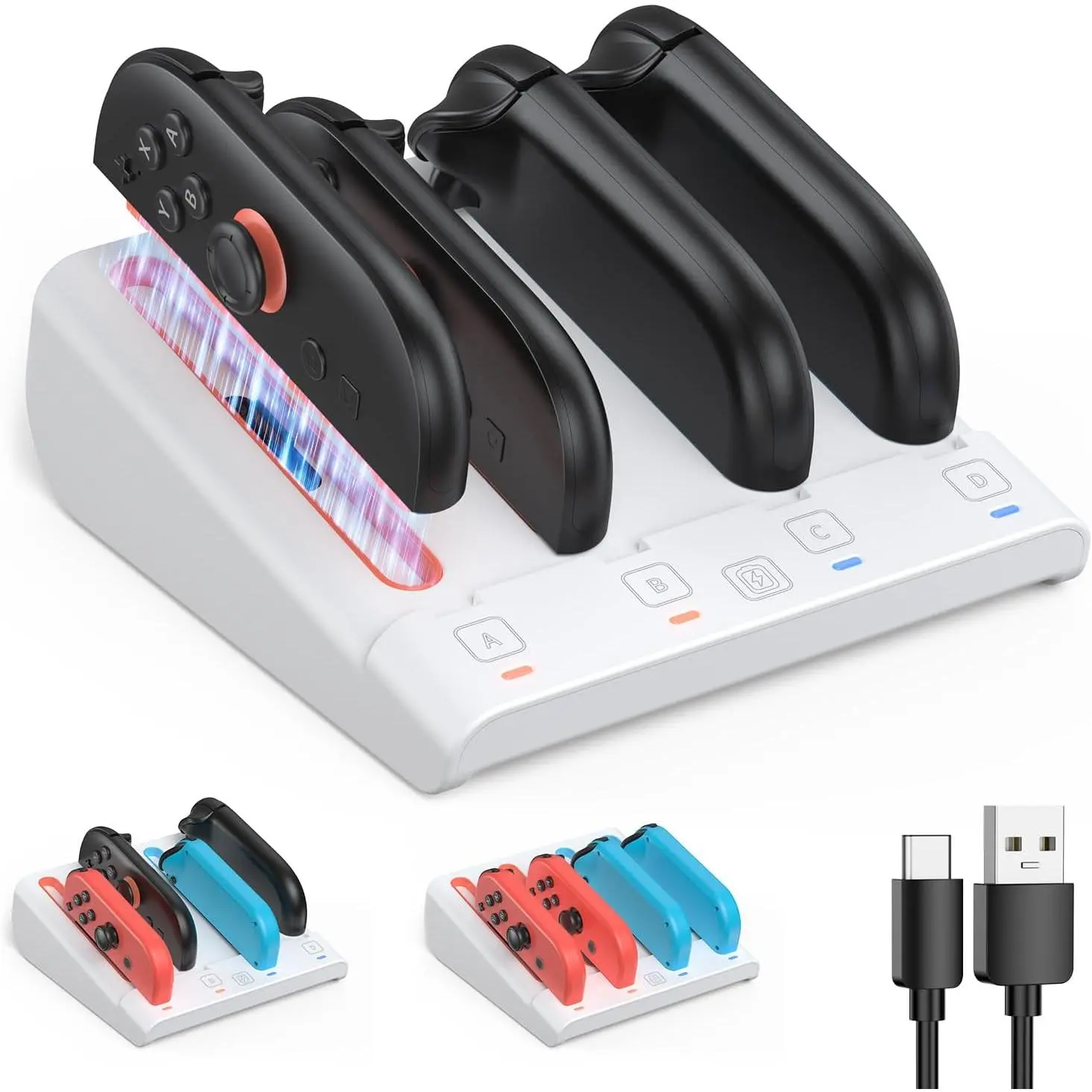 Controller Charger for   2/1/OLED for Joycon | 8 in 1   2 Controller  Dock, -Direction  Charger Station Stand for Joycon 2/1 Accessories
