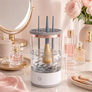 Electric Makeup Brush Cleaner with Universal Silicone Cap, USB Charging Cosmetic Brush Washer, Automatic Makeup Brush Cleaning Tool for Women, Electronic Cleaning Kit Beauty Care Tool Flawless
