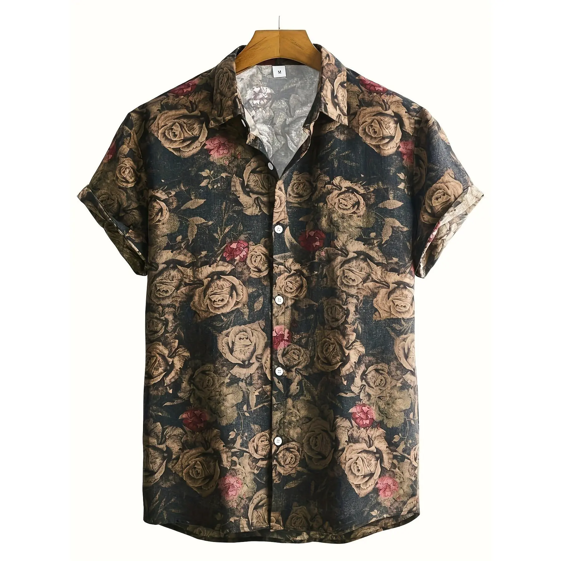 Men's Casual Short-Sleeve Floral Tropical Print Shirt - Customized Fabric Options, Menswear Tops, Shortsleeve
