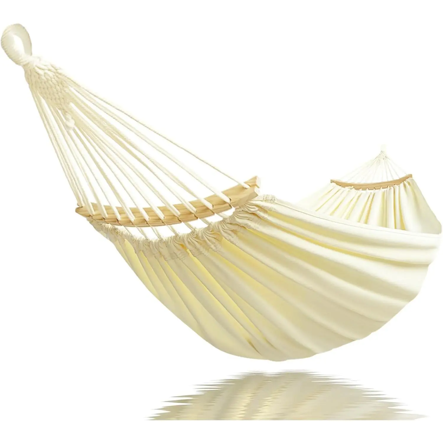 Double Hammock 2 Person Extra Large 86inx59in Total Length 129in Load 500lb Canvas Cotton Hammock for Patio Porch Garden Backyard Lounging Outdoor and Lndoor with Removable Spreader Bar