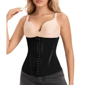 Strapless Mesh Waist Support for Women, Colombian Steel Boned Corset Shaper with Extended Front Buttons