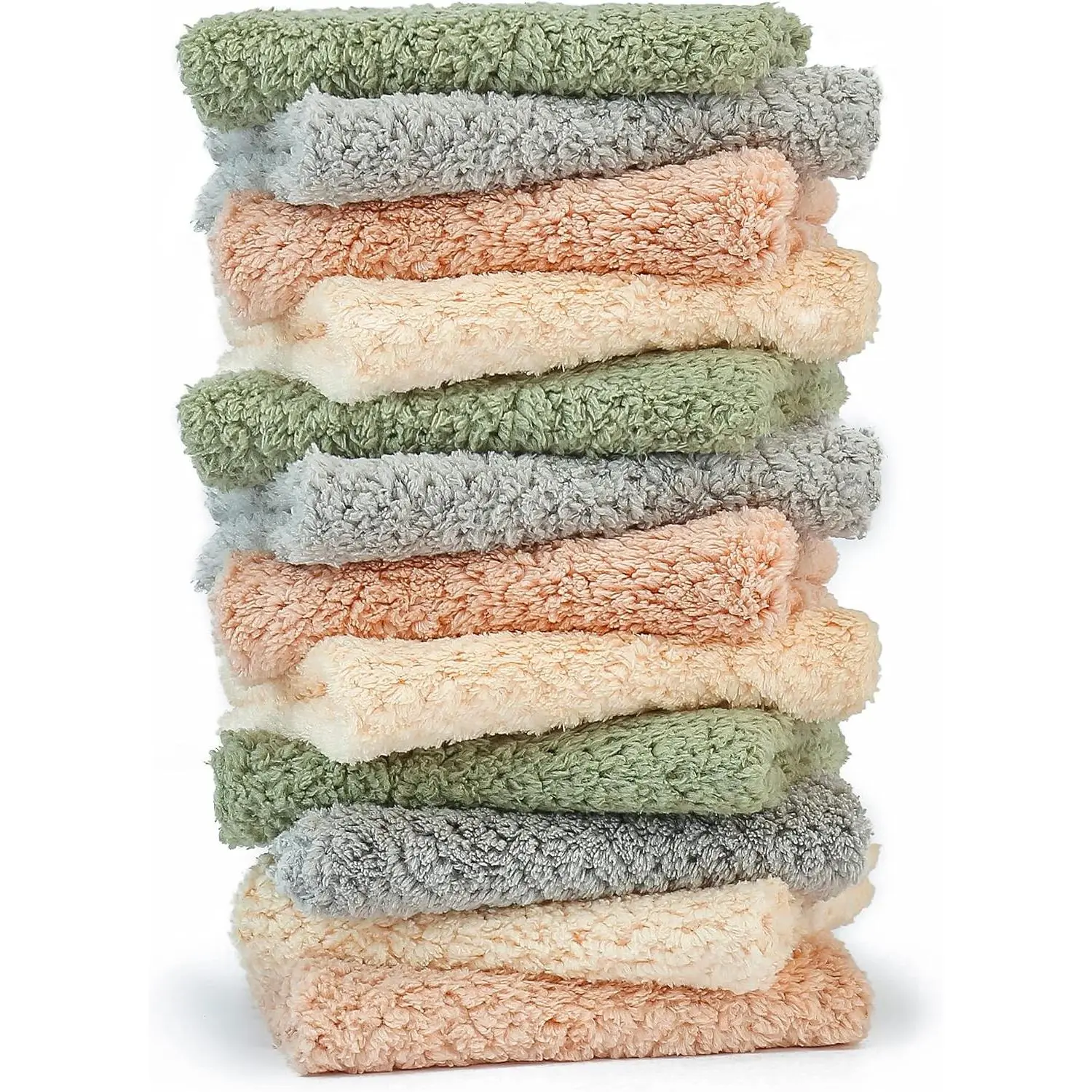 Microfiber Cleaning Cloth for Kitchen, 12 Pack Premium Coral Velvet Dish Cloths for Washing Dishes, Super Absorbent Coral Fleece Cleaning Cloths, Nonstick Oil Washable Fast Drying Rags