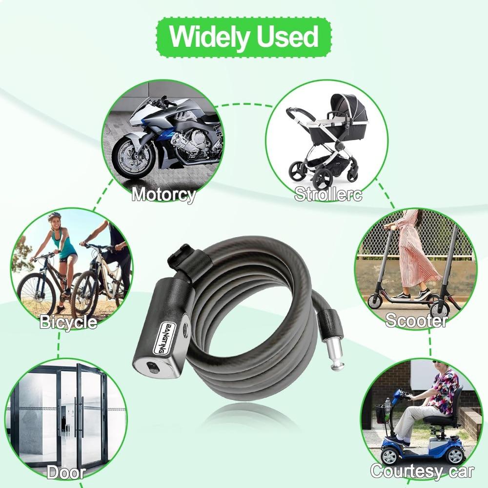 THE WELL KEPT 4 Feet Electric Scooter Bike Lock with Mounting Bracket & 2 Keys-12mm Thick Heavy Duty Keyed Cable Lock, Anti Theft Weatherproof For E-Scooter,Bicycle,Kids Bike,Ebike,Scooter,Stroller