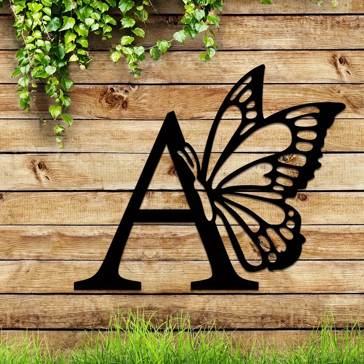 1pc Butterfly Monogram All Letters Metal Sign, Metal Wall Art, Letter Wall Decor, Wedding Backdrop Sign DIY Gift, Home GiftHalloween Christmas New Year Gift