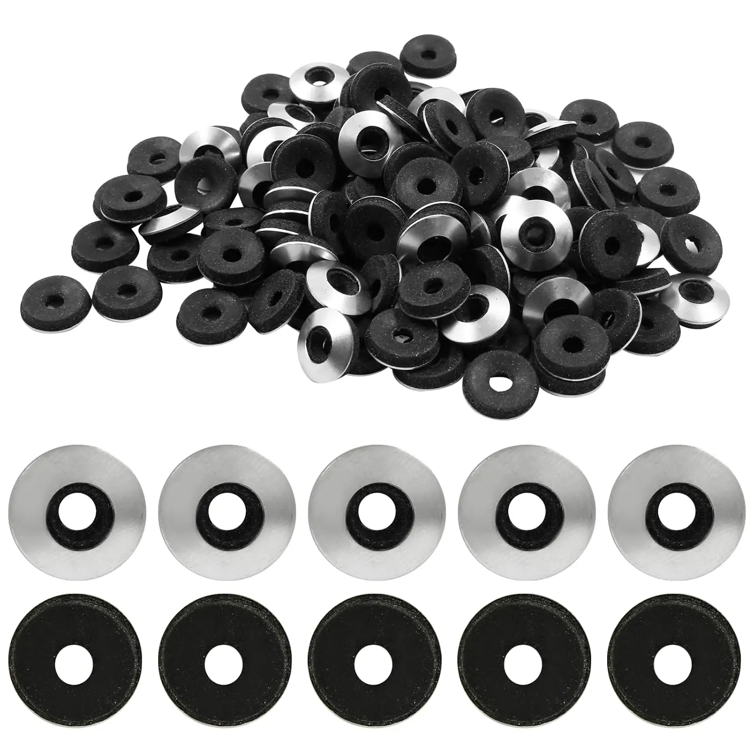 120 count #8 x 1/2" Neoprene Washers (M4.2 x 12mm) | Stainless Steel, EPDM Bonded Sealing, Rubber Gasket  Kit, For Screws