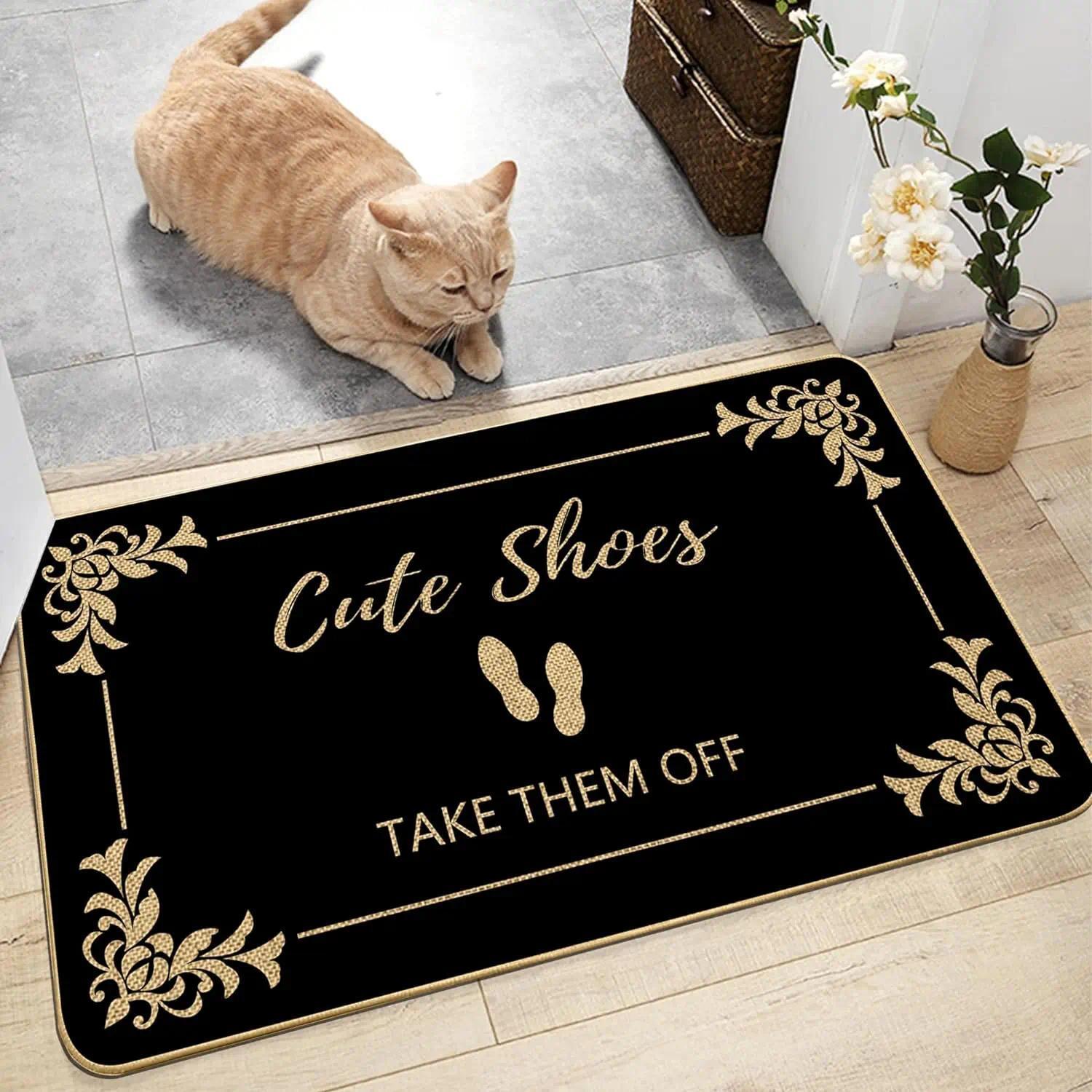 Funny Welcome Mats Please Take Off Your Shoes Floor Decorative Carpet Non-slip Easy Clean Rug Room Home Office Washable Doormats