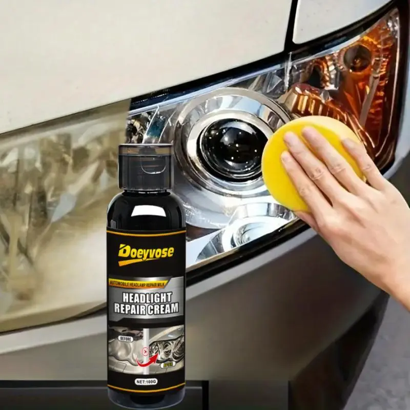 Car Headlight Repair Kit, Headlight Polishing Agent with Sponge, Bright Car Headlight Repair Liquid, Professional Car Care Product