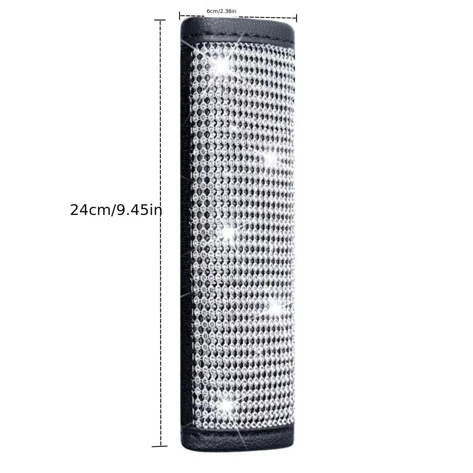 Car Seat Belt Cover with Rhinestones, Trim, Heat-Applied Shoulder Protector, Full-Coverage Car Interior Modification Accessory, Artificial Diamond Luggage Handle Cover, Set of Two