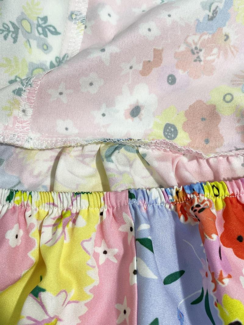 Women's Floral Print Backless Bow Tie Dress, Sleeveless Short Sundress, Casual Boho Chic, Boho Vacation, Fitted Summer Dress