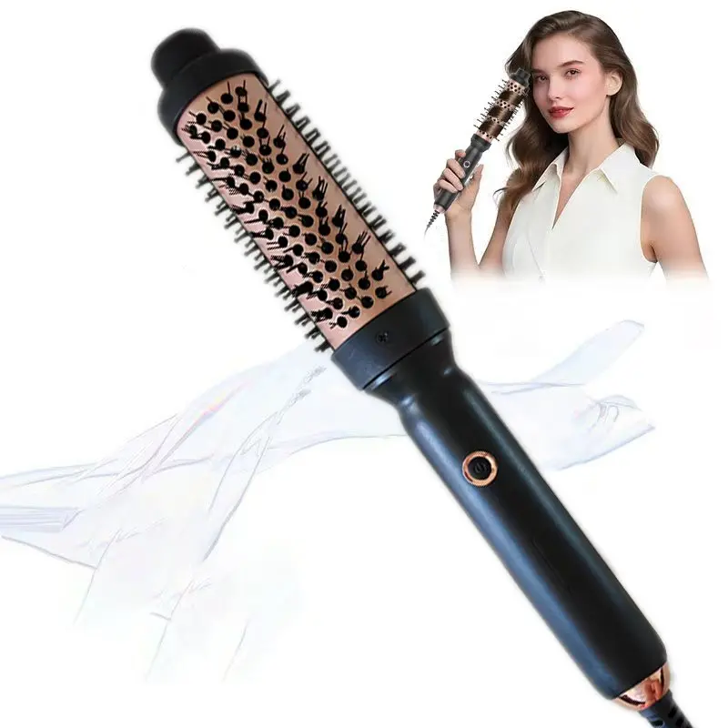 Professional Thermal Round Brush Hair Curler, 2 in 1 Hot Air Curling Comb, Anti-Scald Ceramic Ionic, Fast Heat Volumizing Wand