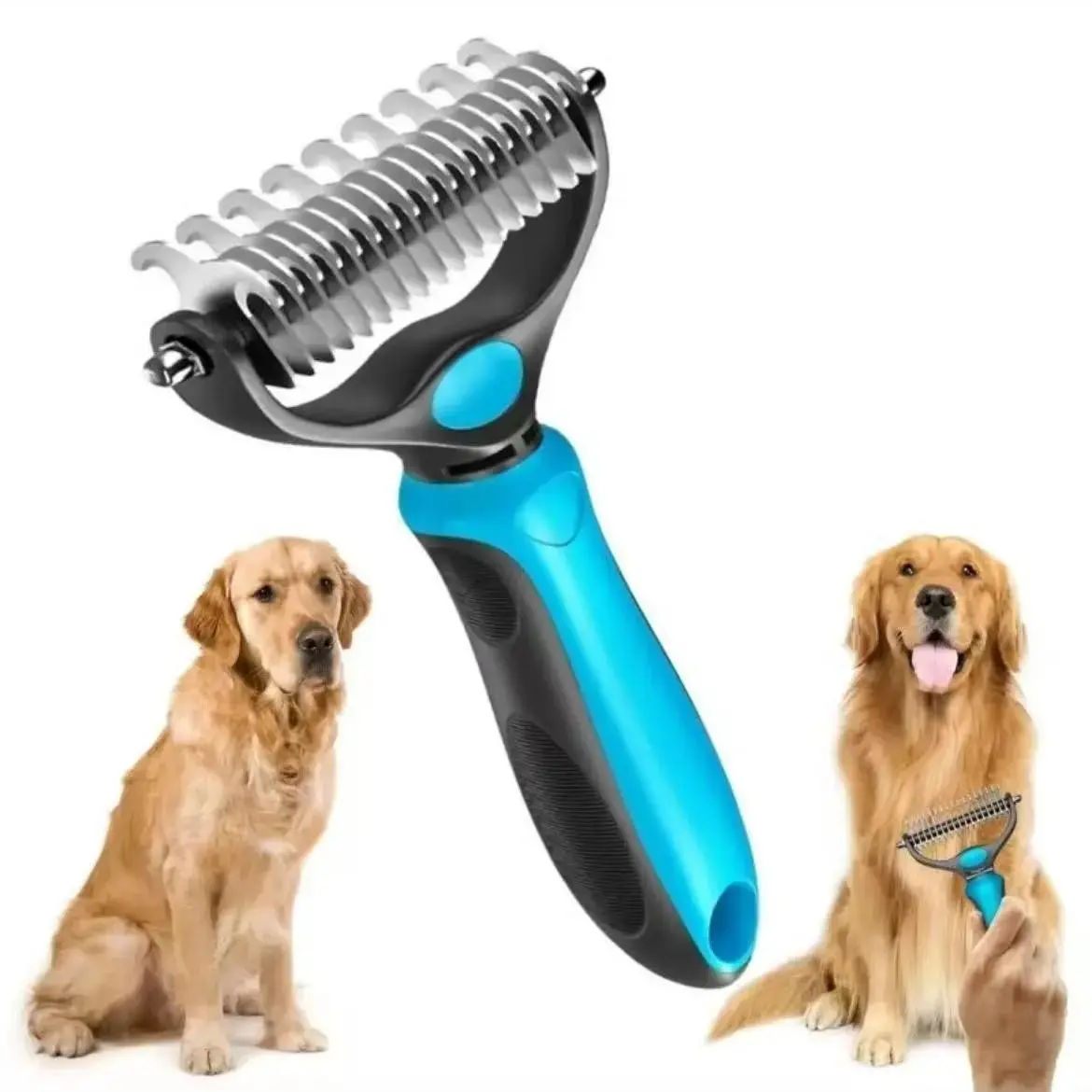 1pc pet dog grooming comb, a tool for removing hair and tangles, Deshedding Tool, used to remove loose fur. Ideal for pet grooming, bathing, and removing hair. Suitable for both long-haired and short-haired large and small dogs.