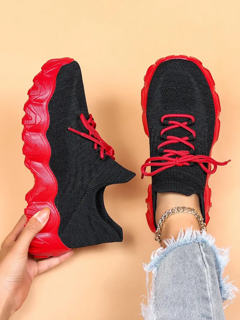 Product Introduction of 2024 Summer Lace-up Low Top Slip on Women Sneakers, Comfortable Ankle Socks Shoes, Knit Sports Running Shoes, Back To School Women's Workout Sneakers As Gift, for Fall Outfit 17