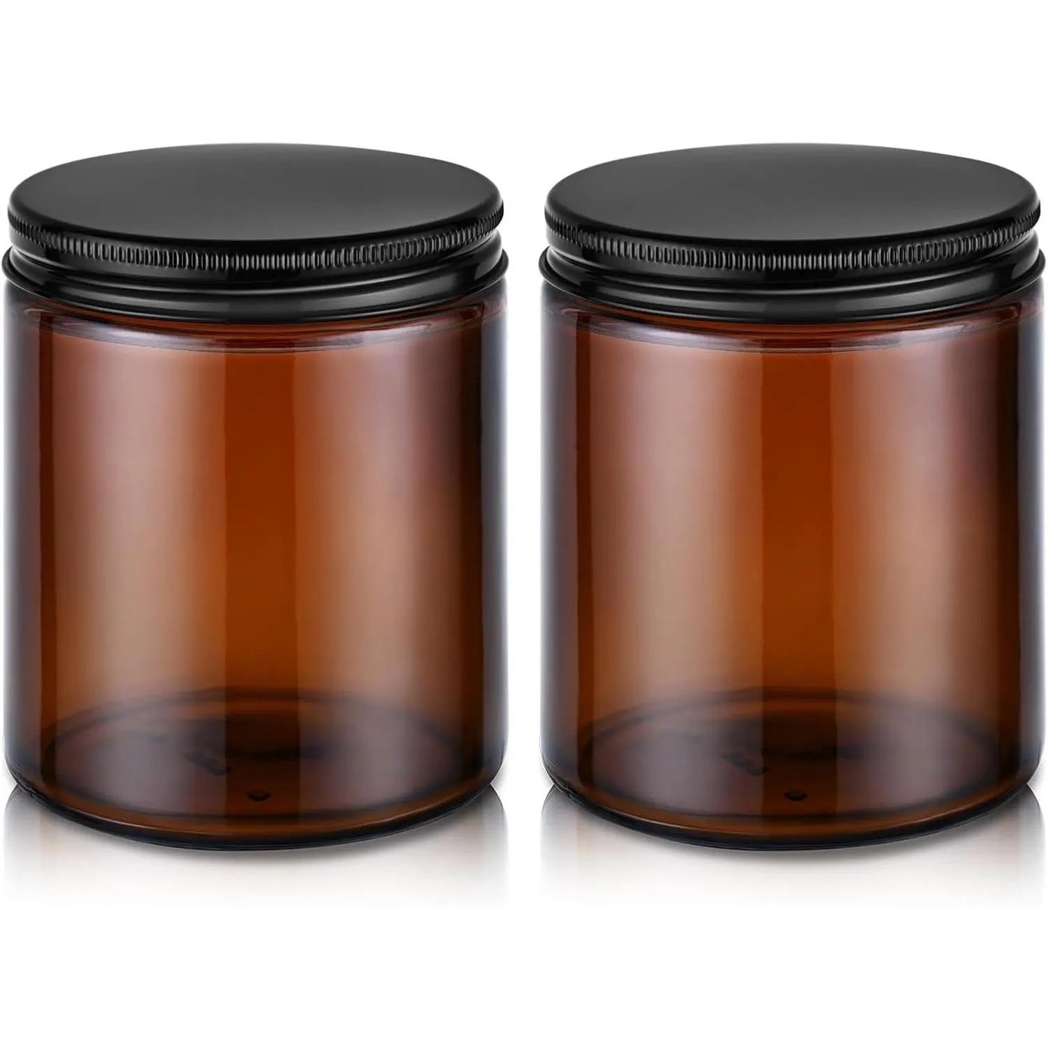 8 oz Glass Jars with Metal Lids, 2 Pack Candle Jars with Blank Labels, 250g Amber Wide Mouth Cosmetic Containers for Sample, Cream, Lotion, Honey, Powder, Jelly | Kitchen & Home