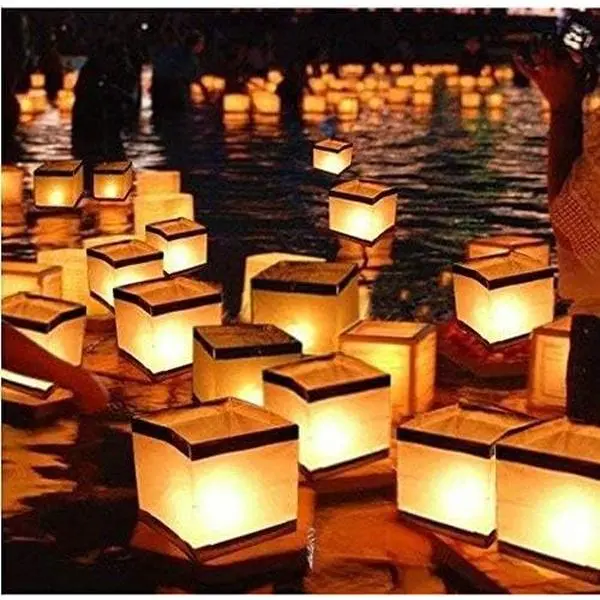 20 Pack Square Chinese Lanterns Wishing, Praying, Floating, Paper Candle Light, Floating Lanterns for Lake or, Floating Lanterns, Lanterns Floating 5.9"*5.9"*5.9"