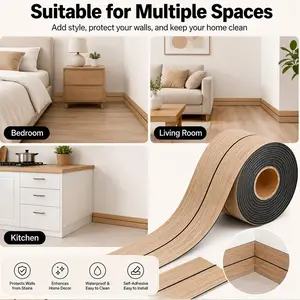 Self-Adhesive PVC Baseboard and Corner Molding, Waterproof Plastic, DIY Ceiling Edge Protection, Modern Striped Panel for Office and Bathroom