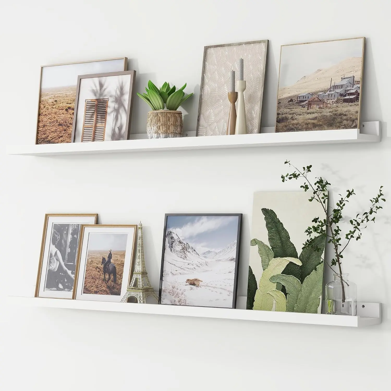 Picture Ledge Shelf, Floating Shelves Set of 2, 48 Inches Long Large Nursery Book Shelves for Toys Storage, Kids Bookshelf Wall Mounted for Living Room Bedroom Decor Books Photo Frames, White