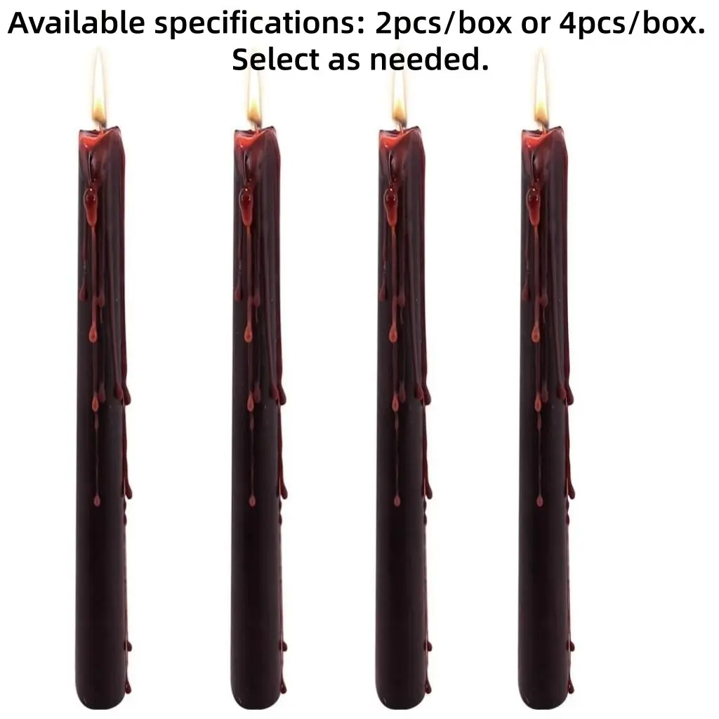 2/4 Pcs Vampire Tears Gothic Taper Candles, 9.8 Inch Tall Bleeding Blood Drip Candles, Unscented Tapered Candlesticks, Halloween Party Decorations