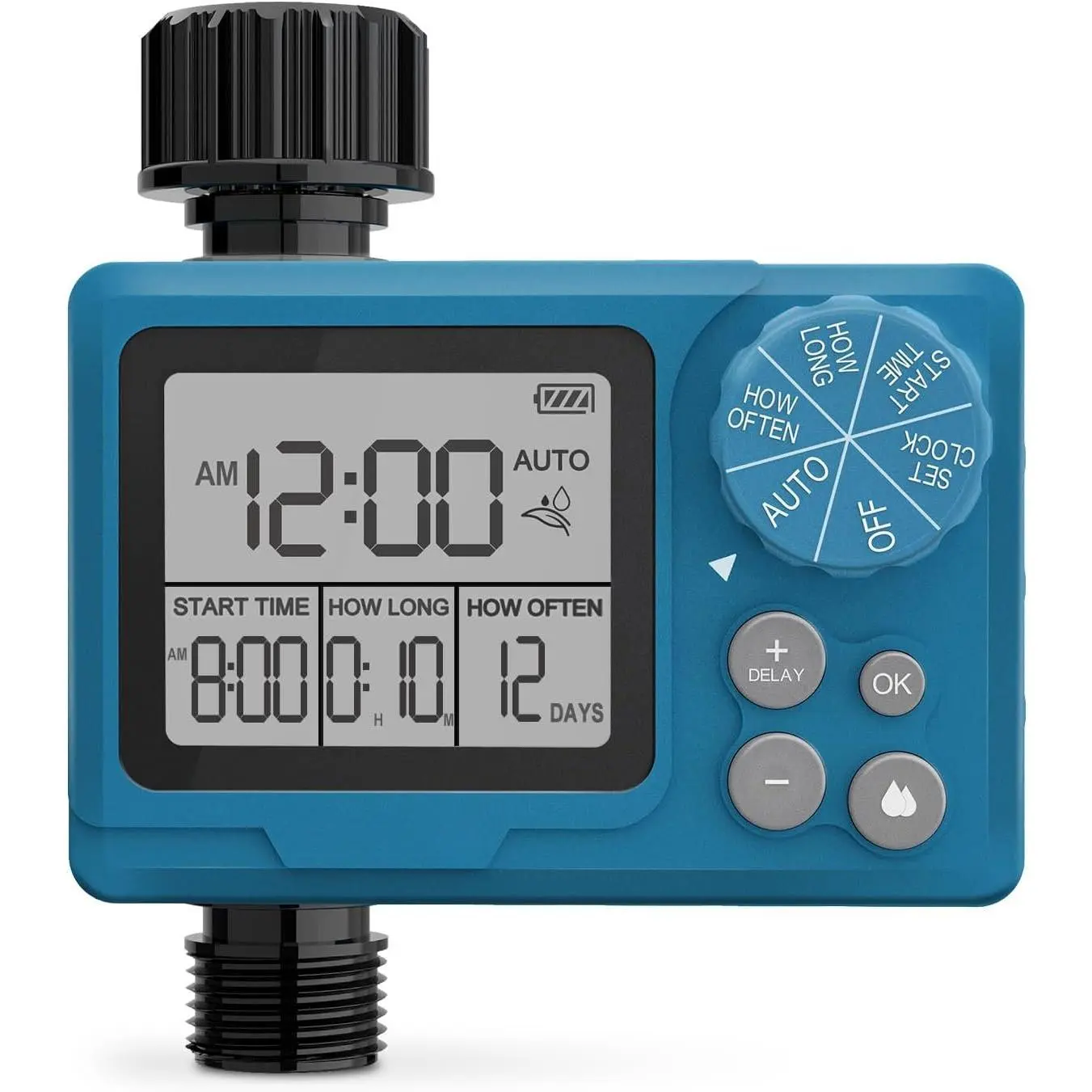 Sprinkler Timer Outdoor, Digital Programmable for Garden Hose, Irrigrtion Timer with Rain Delay and Manual Mode