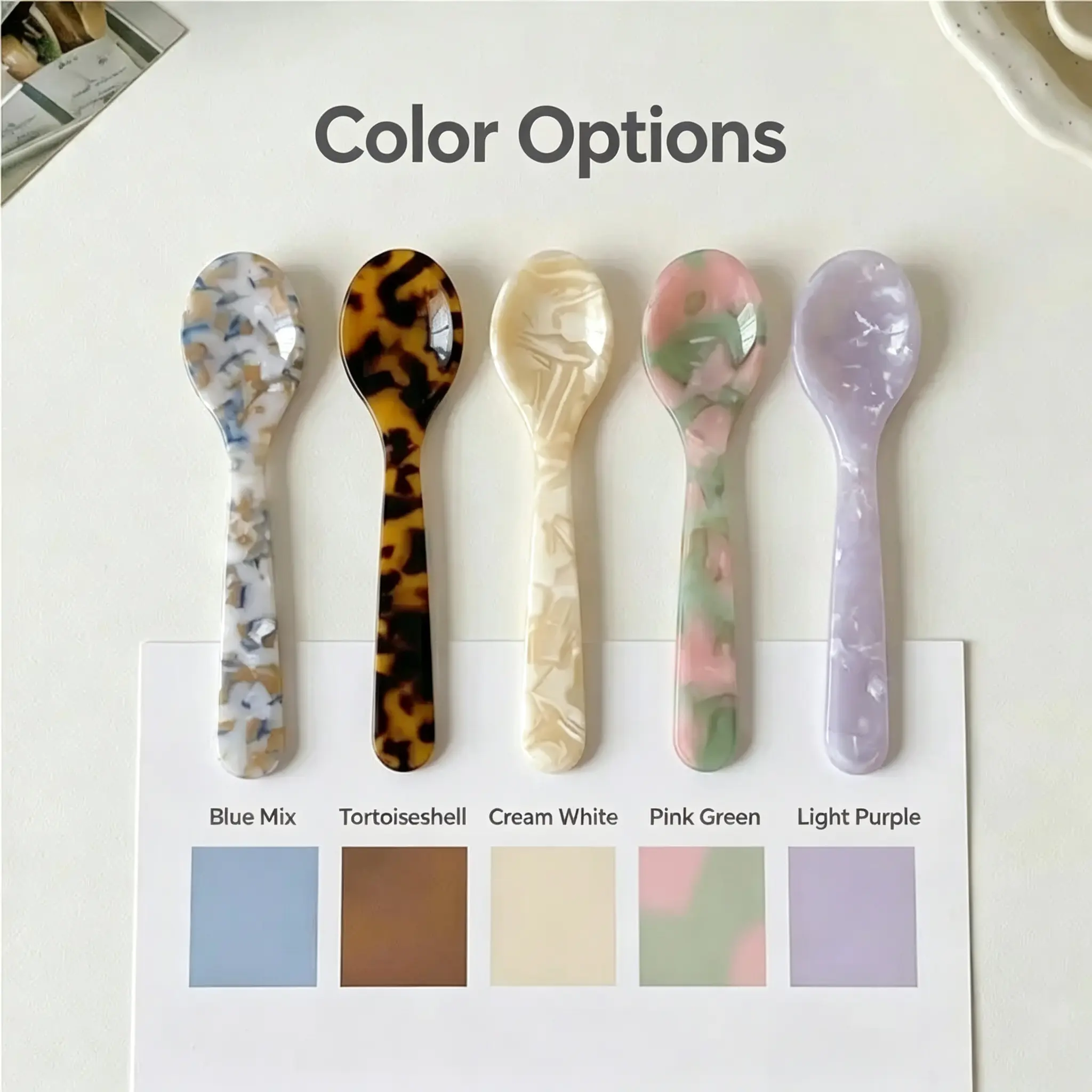 5/10pcs 4.56inch Taster Spoons, Acrylic Mini Spoons, Coffee Caviar Spoons, Assorted Ice Cream Spoons, Dessert Spoons for Home Restaurant