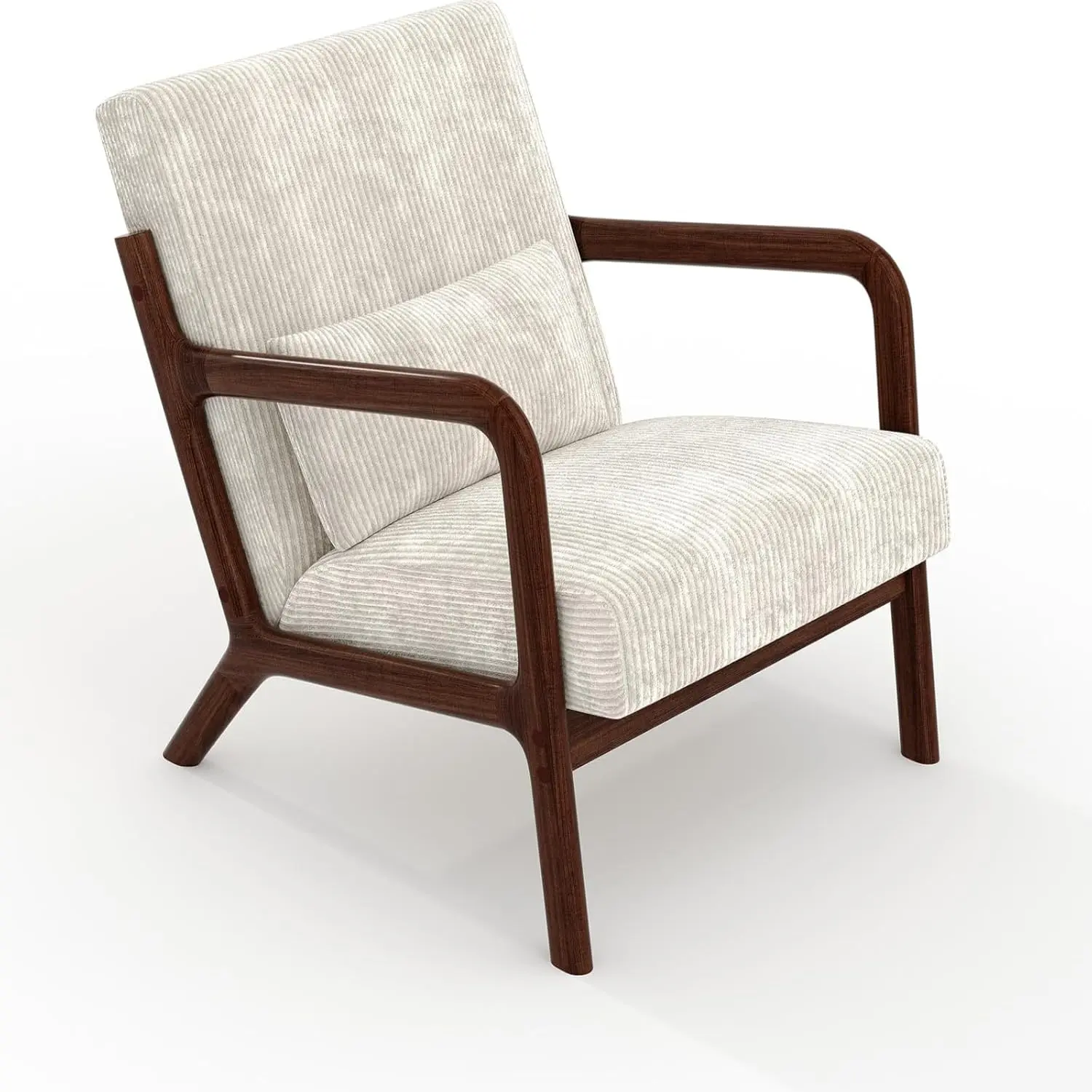 Modern Lounge Accent Chair, Solid Wood Frame, Detachable Lumbar Pillow Cozy Armchair for Living Room, Bedroom, Guest Room & Study