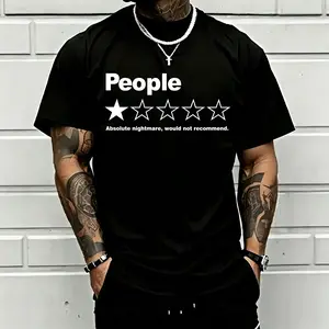 Funny People One Star Review Graphic T-Shirt for Men Women, Introvert Humor Tee, Anti Social Sarcastic Shirt, Casual Streetwear Apparel, Funny Quote Top, Trendy Lifestyle Clothing, Gift for Friends Coworkers