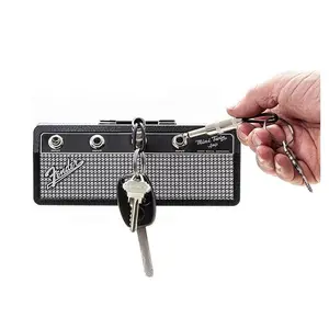 Retro Guitar Amp Key Holder – 4 Guitar Jack Keychains + Wall Mount – Rockstar Home & Studio Decor gift