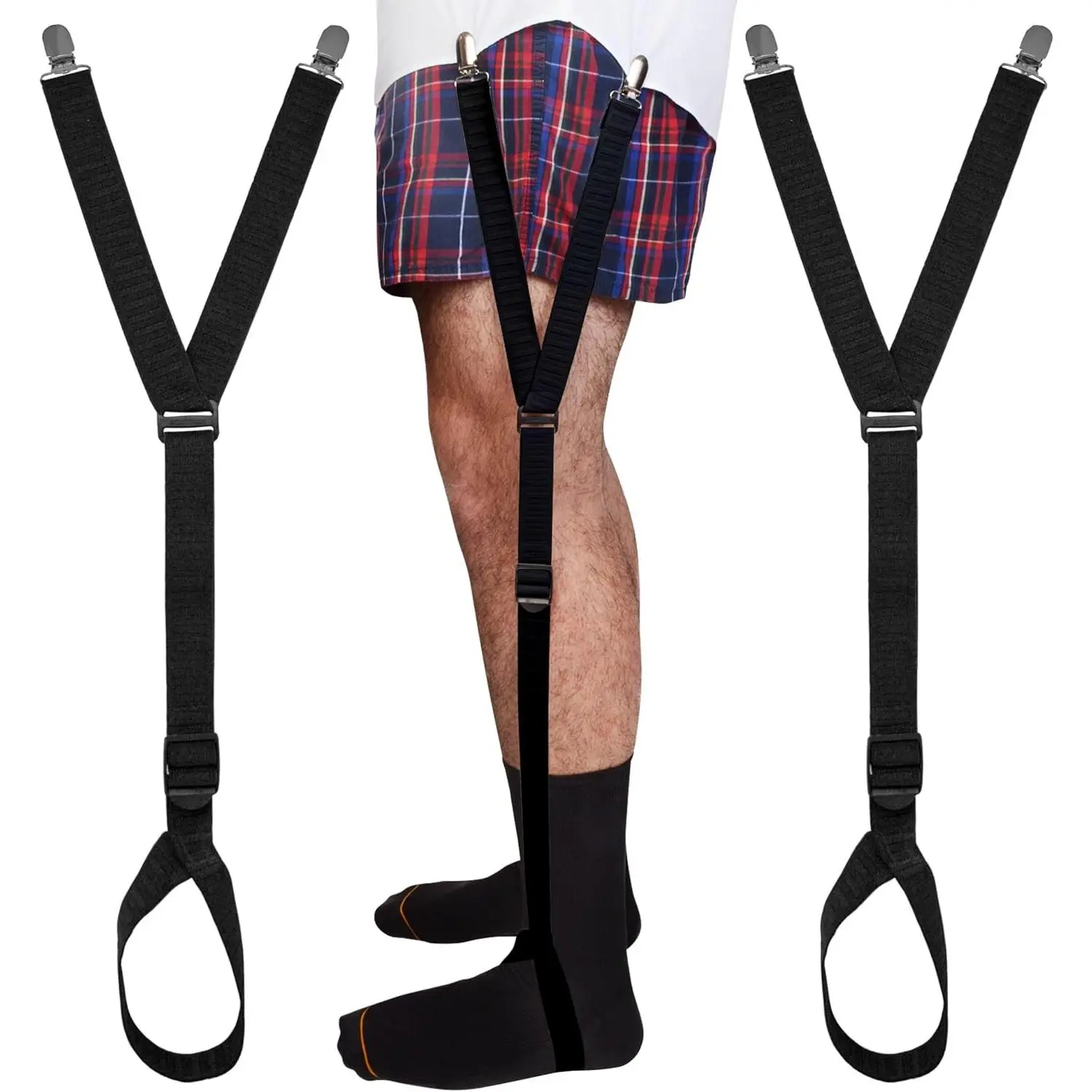 Men's Shirt Stays, Shirt Garters & Holders with Loop Stirrup Style for Police & Military(Gift)