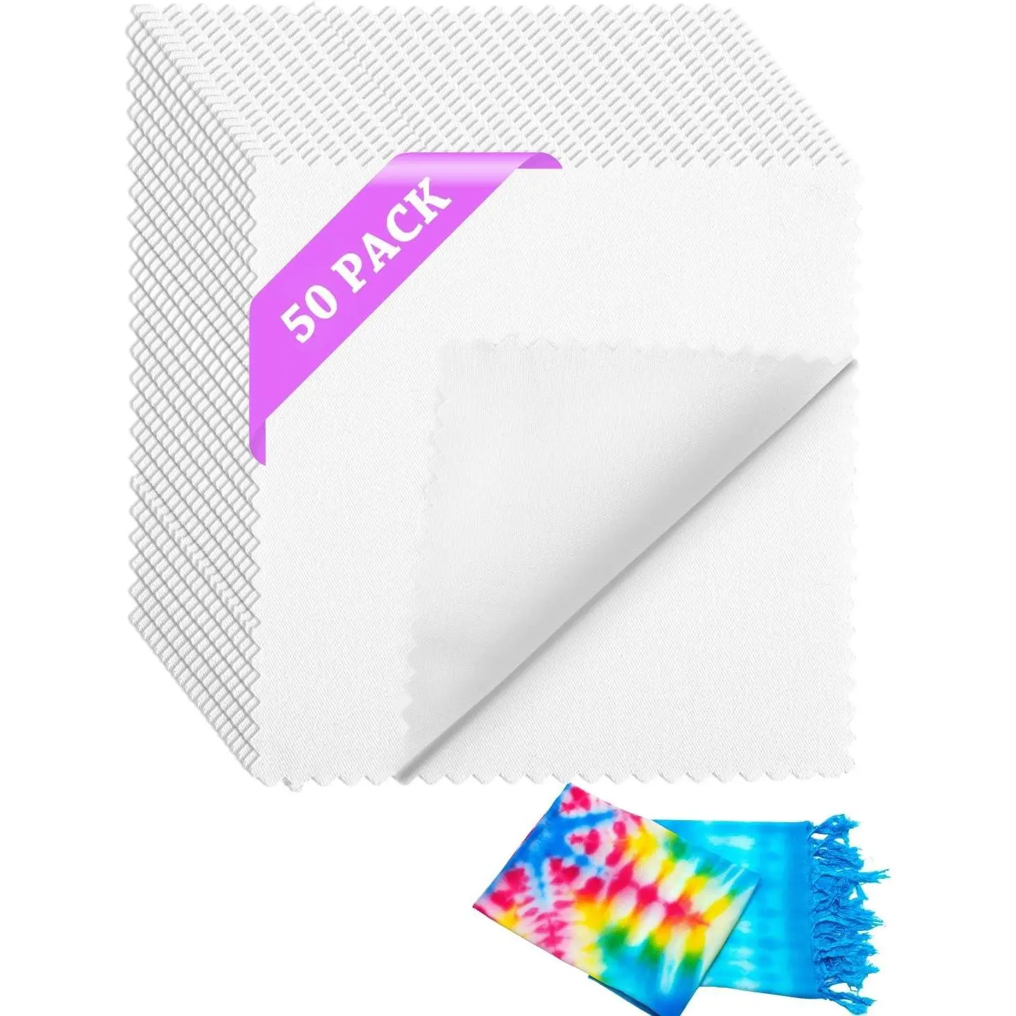 50 Pack 10x10in White Cotton Squares with Overlock Edges | Precut Quilting Fabric with Reinforced Overlock Edges, Anti-Fray Cotton Squares for Sewing & Craft Projects, Quilting SupplyGift