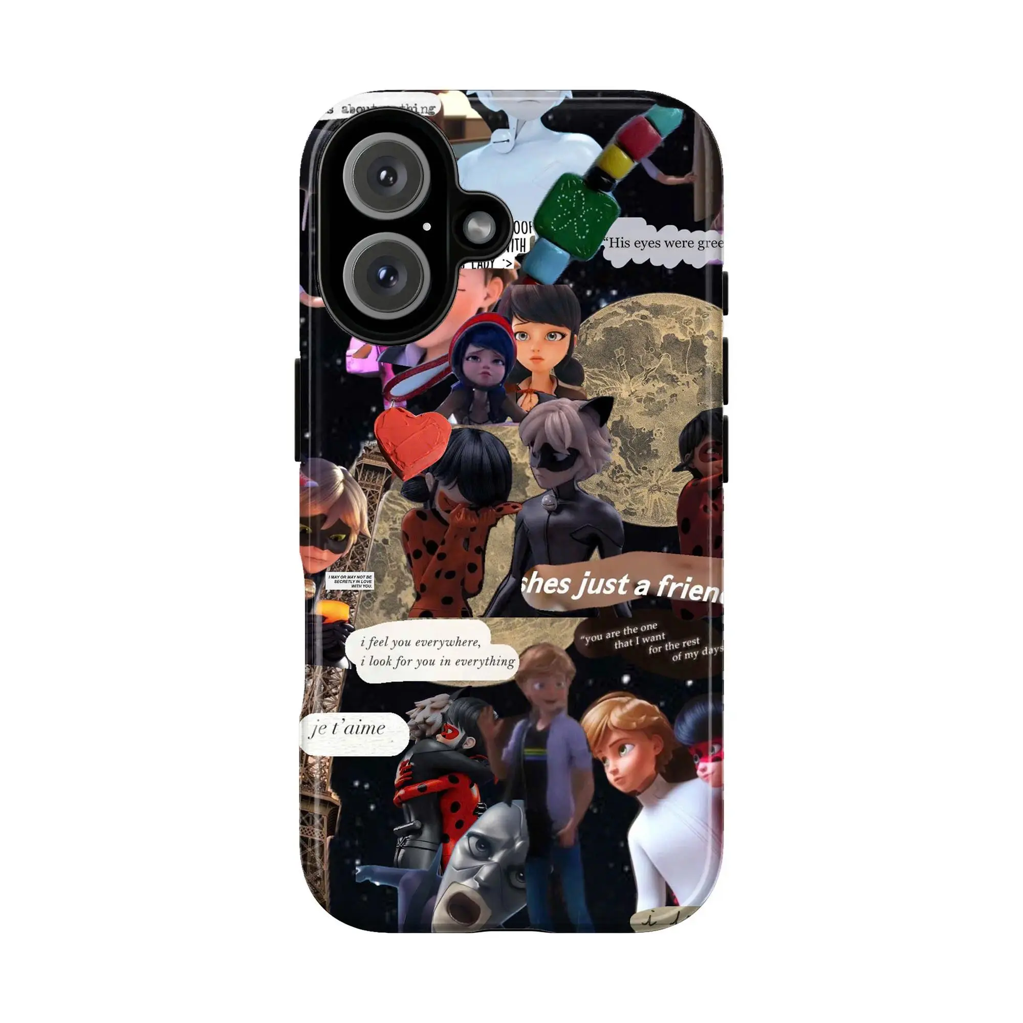 Miraculous Ladybug & Cat Noir Collage Smartphone Casing, Durable Handheld Device Accessory with Character Poses, Parisian Themes, Fashionable Design, Collector Gift, Shock Protection for iPhone 11-17 Pro Max/Plus & Samsung Galaxy S23-25, Devices