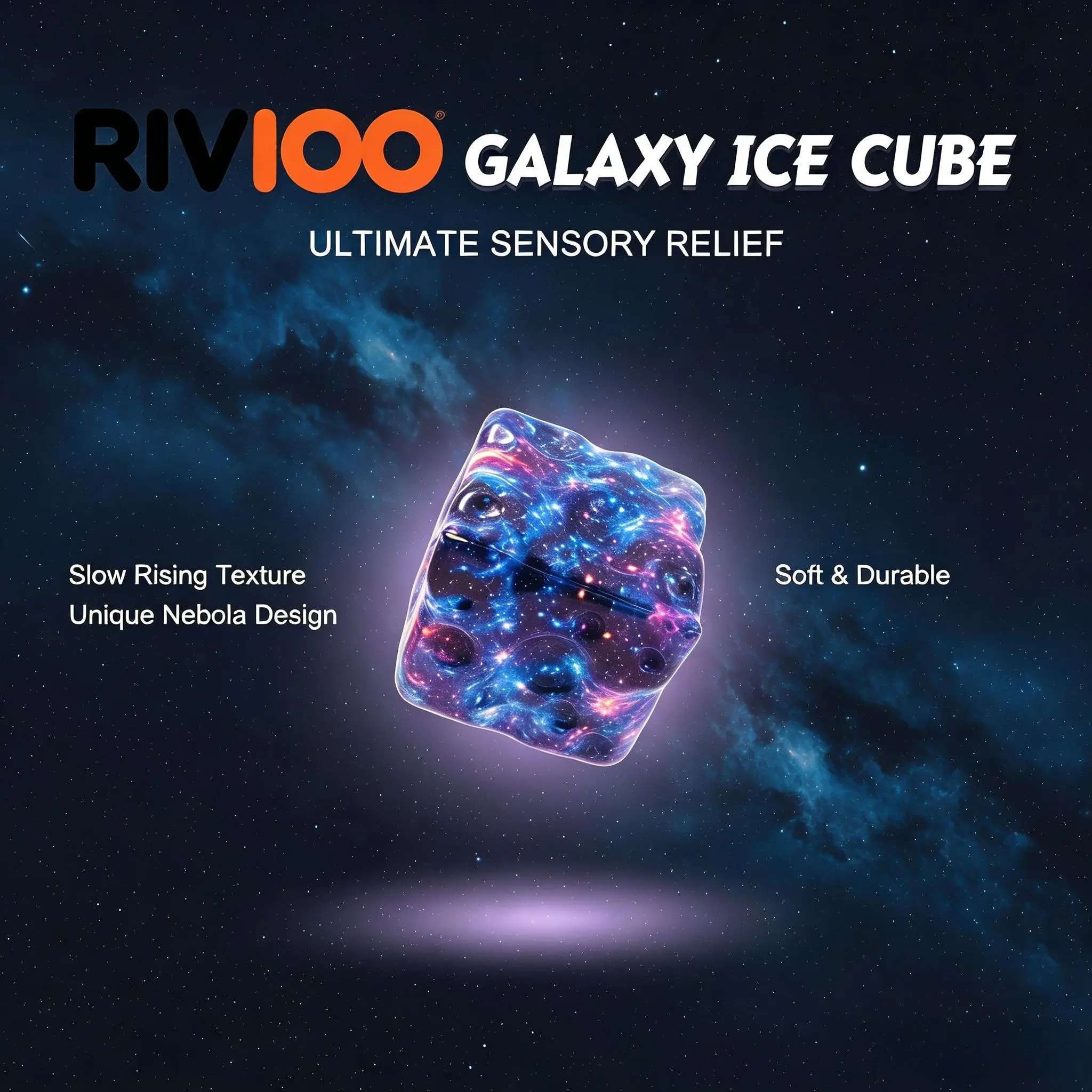 RIVIOO Starry Nebula Ice Cube Squishy Toy | Taffy Feel Calming Sensory Fidget Toy | Portable Stress Relief Toy for Sports, Outdoor & Indoor Leisure
