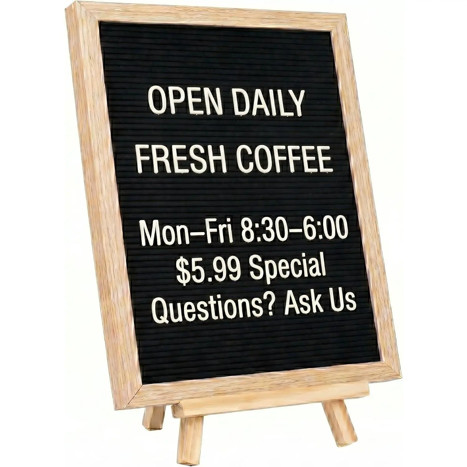 Blak Felt Letter Board 12 x 16 , 776 haraters, Frame & Stand | 776 haraters, 3/4 and 1  letters, frame, stand and wall hanger for offie, business,  workspae and message boards