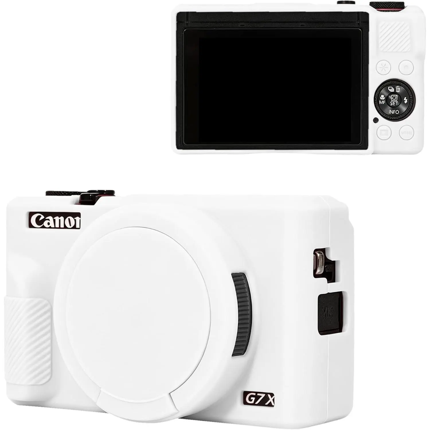 Protective Case Compatible with  G7X Mark III Digital Camera with Detachable Lens Cover and  Soft Shell Design (White)