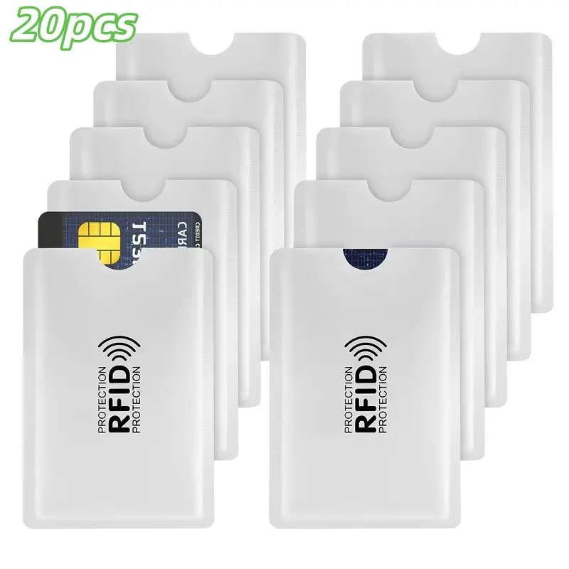 20-Pack Premium Thin RFID Shielded Blocking Card Sleeves, Credit Card Sleeves, Fashionable Rfid Wallet Clips, Unisex Lightweight Anti-Theft ID Protection, Ideal for Wallet Organization