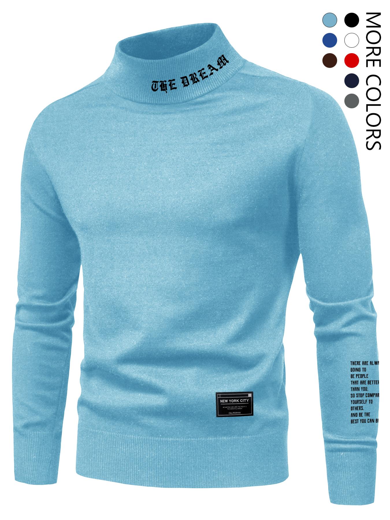 Men's Letter Print Stand Collar Sweatshirt, Regular Fit Casual Long Sleeve Pullover for Fall & Winter, Men's Clothes for Daily Wear